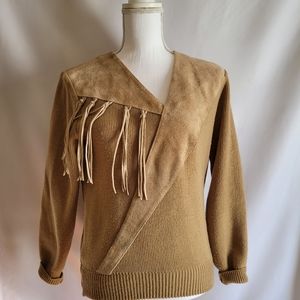 Leather & knit sweater